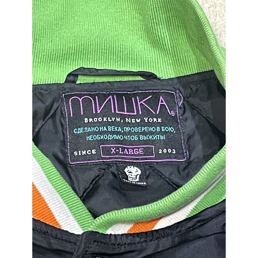 Mishka NYC‎ x Mad Decent Varsity Bomber Jacket Men's XL Black Neon Green Rare - Picture 7 of 12